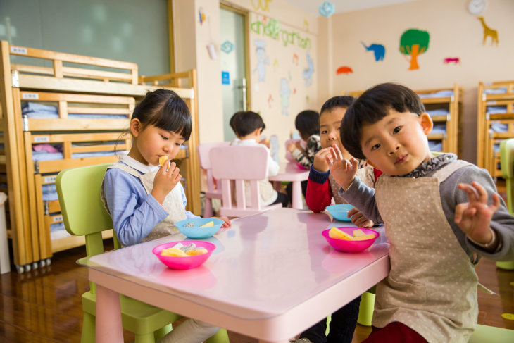 Kindergarten children in a classroom